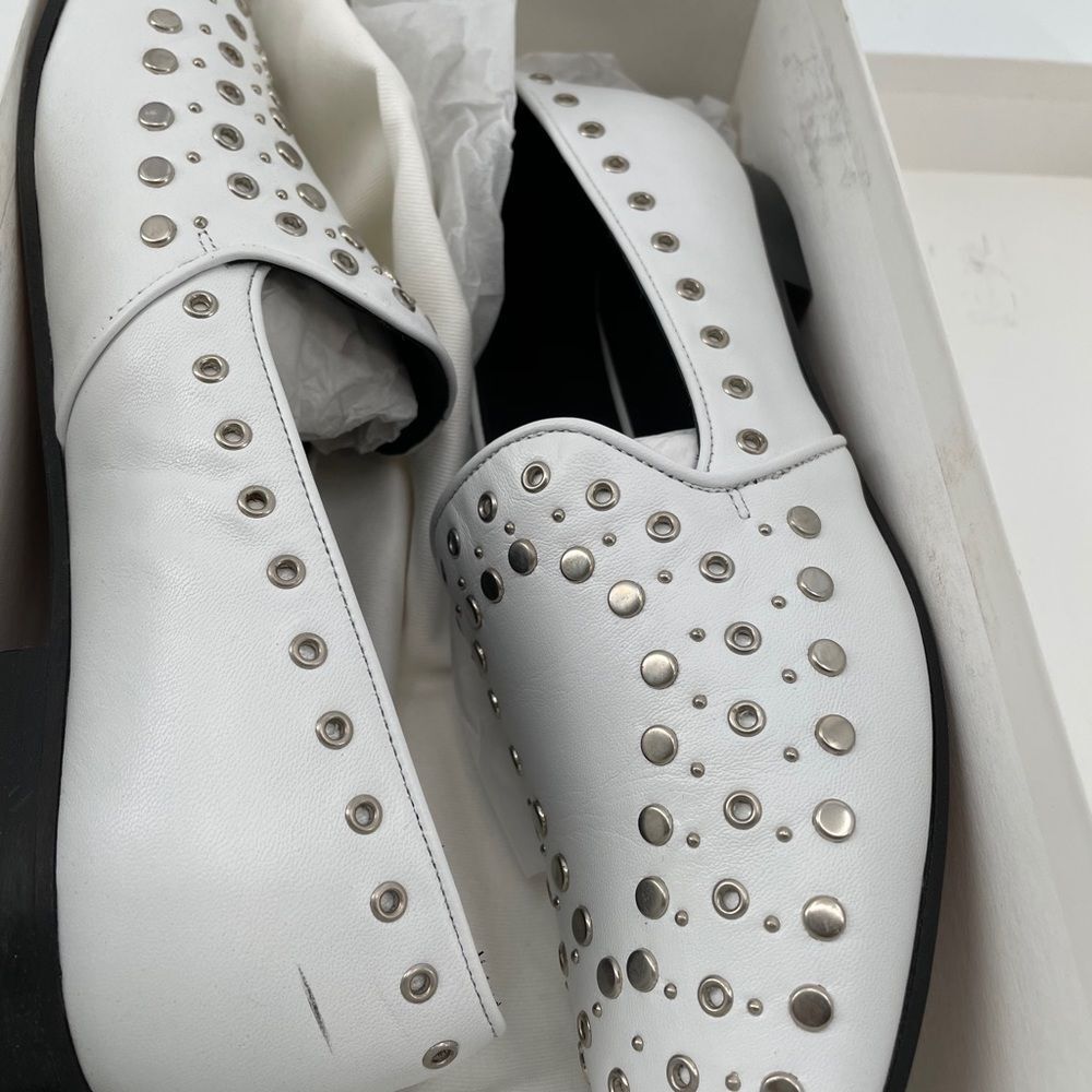 NEW Sandro Bary Studded Leather Loafers white 8 white - Picture 12 of 14